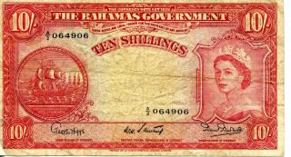 Nd (1953) Bahamas Government 10 Shillings Banknote