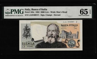 Italy Italy Banknote 2000 Lire 1983 Pmg Ms 65 Unc
