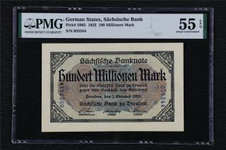 1923 Germany State Sachsische Bank 100million Mark Ps965 Pmg 55epq About Unc