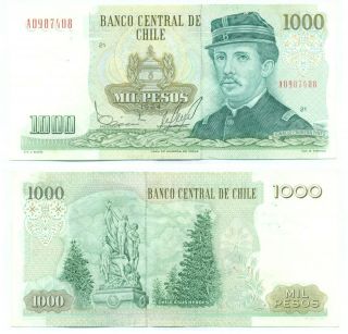 Chile Note 1000 Pesos 1984 Serial A Block 21 P 154c Xf