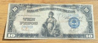 Bank Of The Philippine Islands 10 Pesos Note 1928 P - 17