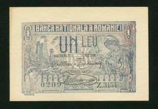 T019 Romania 1 Leu 1920 Banknote P 26 Unc