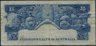 Commonwealth of Australia 5 Pounds Banknote 1960 - 65 2