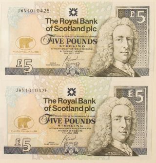 2005 Jack Nicklaus Commemorative Royal Bank of Scotland 5 Pound Notes 2