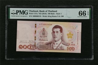 2018 Thailand Bank Of Thailan 100 Baht Pick 137a Pmg 66 Epq Gem Unc