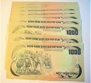 South Vietnam 1972 1000 Dong 9 Consecutive notes UNC 2