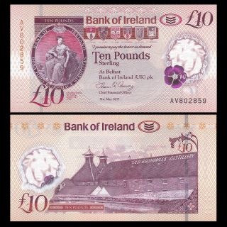 Northern Ireland (bank Of Ireland) 10 Pounds,  2017 (2019),  P -,  Polymer,  Unc