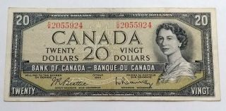 1954 - Twenty Dollar Canadian Banknote - 20$ Bank Of Canada