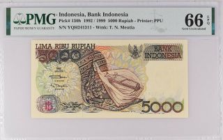 Indonesia 5000 Rupiah 1992/1999 P 130 Gem Unc Pmg 66 Epq