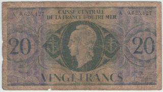 French Equatorial Africa 20 Francs 1944 P - 17d