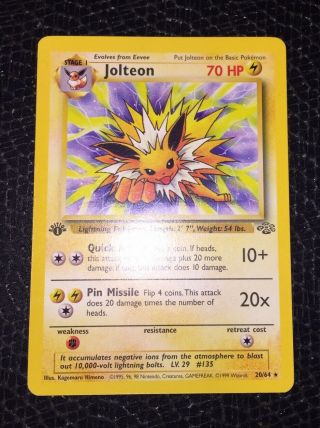 Pokemon Jolteon 1st Edition Non Holo Card First Edition 20/64