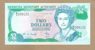 Bermuda: 2 Dollars Banknote,  (unc),  P - 40ab,  06.  06.  1997,