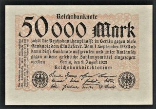 Vad - Germany - 50,  000 Mark Banknote - P 99 (cv=20) Unc