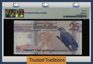 TT PK 37a ND (1998 - 2008) SEYCHELLES CENTRAL BANK 25 RUPEES PMG 66Q TIED AS BEST 2
