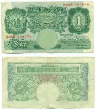 Great Britain Note 1 Pound Sign Beale (1949) P 369b