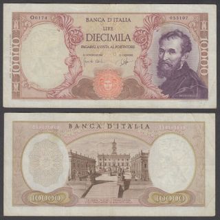 Italy 10000 Lire 1964 (f - Vf) Banknote Km 97b