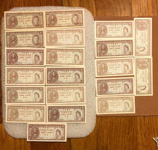 Set Of 20:hong Kong 1 Cent Currency - King George Vi (x3),  Queen Elizabeth Ii (x17)