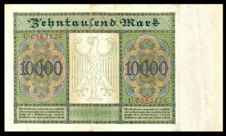 Germany,  Reichsbanknote 1922 P - 72 XF 10000 10,  000 Mark @ LARGE SIZE NOTE 3