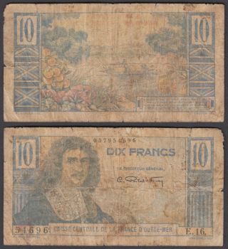 French Equatorial Africa 10 Francs Nd 1947 (vg) Banknote P - 21