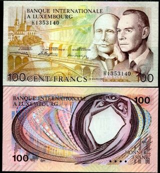Luxembourg 100 Francs 1981 P 14a Aunc About Unc
