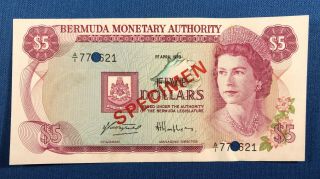 1978 Bermuda $5 Dollar Specimen Banknote Uncirculated