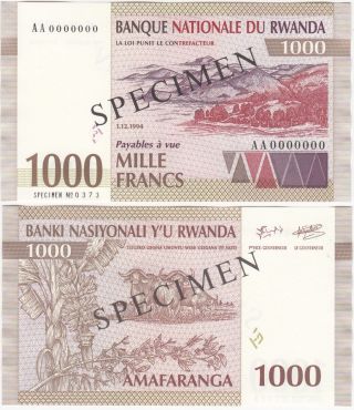 [specimen ] Rwanda 1000 (1,  000) Francs,  1994,  P - 24s,  Unc