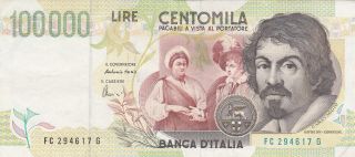 100 000 Lire Fine Banknote From Italy 1994 Pick - 117b