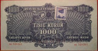 Uncirculated 1944 Czechoslovakia 1000 Korun Specimen Note