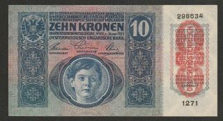1915 Austria 10 Kronen Note Unc
