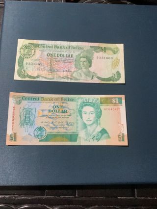 1983 Belize One $1 Dollar Banknote Elizabeth Ii P 43 Vf 51 Unc