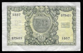 World Paper Money - Italy 50 Lire 1951 P91a @ Crisp VF, 2