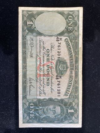 1942 Commonwealth Of Australia One Pound Armitage/mcfarlane Banknote Note