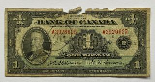 1935 Bank Of Canada $1 Banknote (english)