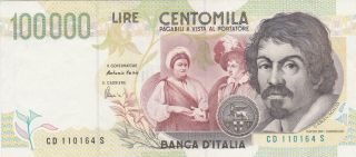 100 000 Lire Very Fine - Extra Fine Crispy Banknote From Italy 1994 Pick - 117b