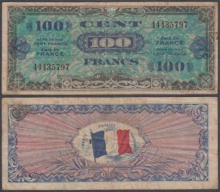 France - Wwii Allied Military Currency,  100 Francs,  1944,  Vf,  P - 123