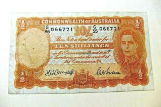 1942 Commonwealth Of Australia Ten Shilling Note - F15