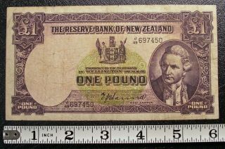 1940 - 55 Reserve Bank Of Zealand P - 159a One Pound Banknote 4902