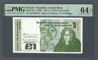 Ireland 1 Pound 1977,  P - 70a Early Date,  Murray / O 