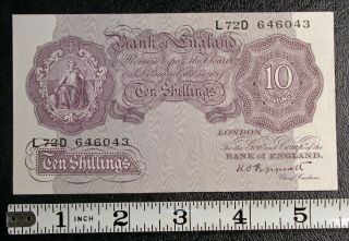 1948 Great Britain 10 Shillings P - 368a Choice Au,  Banknote Peppiatt 5061