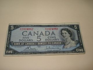 1954 - $5 Canada Note - Canadian Five Dollar Bill - Sx2374082