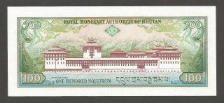 Bhutan 100 Ngultrum N.  D.  (1994) ; UNC; P - 20; L - B209a; Palace; Printed in England 2