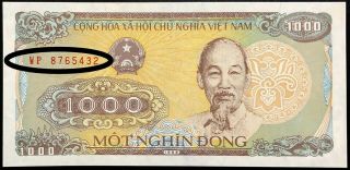 [47240] Vietnam 1000 Dong 1988 Seri 8765432 Unc