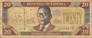 Liberia $20 2002 Series Cb Circulated Banknote Me2