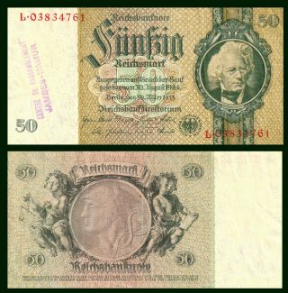 Germany 1924 - 1933 50 Reichsmark P 182b Nazi Era Currency Note Vf/xf