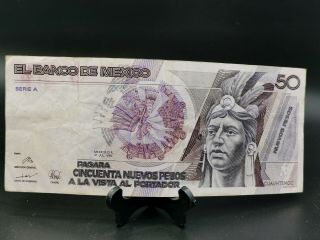 Mexico 1992 50.  000 Pesos Cuauhtemoc Banknote,  Series A Paper Money
