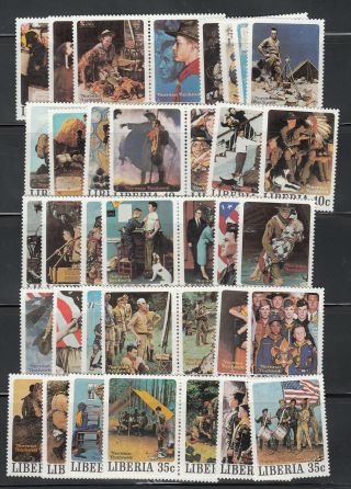 Liberia 853 - 57 Complete 1979 Rockwell Scouting 50 Differnt Mnh