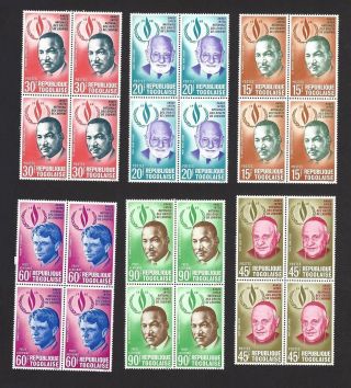 Togo 1969 Human Rights Martin Luther King Jf Kennedy 6v Mnh Blocks Of 4