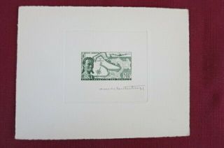 Somali Coast.  Scott C20.  Engraved Die Proof,  Artist Signed.  Only 18 - 28 Copies.  Green.
