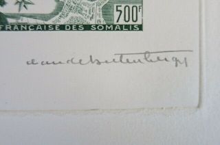 Somali Coast.  Scott C20.  Engraved Die Proof,  Artist Signed.  Only 18 - 28 copies.  Green. 3