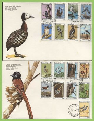 Botswana 1978 Birds Definitive Set On Two First Day Covers